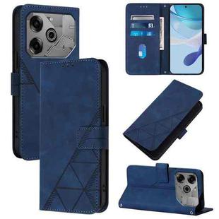 For Tecno Pova 6 Neo Crossbody 3D Embossed Flip Leather Phone Case(Blue)