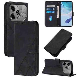 For Tecno Pova 6 Neo Crossbody 3D Embossed Flip Leather Phone Case(Black)