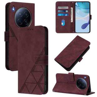 For Tecno Camon 40 Premier Crossbody 3D Embossed Flip Leather Phone Case(Wine Red)