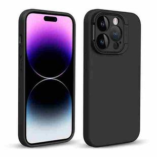 For iPhone 14 Pro Max Liquid Silicone Lens Holder Phone Case(Black)