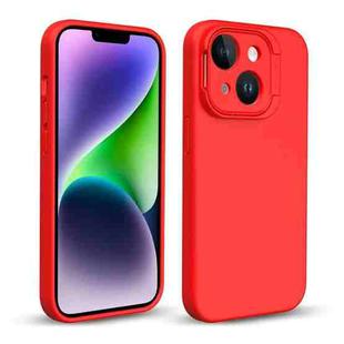 For iPhone 14 Liquid Silicone Lens Holder Phone Case(Red)