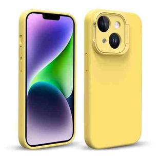 For iPhone 14 Liquid Silicone Lens Holder Phone Case(Yellow)