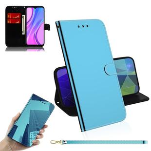 For Xiaomi Redmi 9 Lmitated Mirror Surface Horizontal Flip Leather Case with Holder & Card Slots & Wallet & Lanyard(Blue)