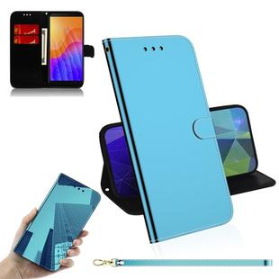 For Huawei Y5p Lmitated Mirror Surface Horizontal Flip Leather Case with Holder & Card Slots & Wallet & Lanyard(Blue)