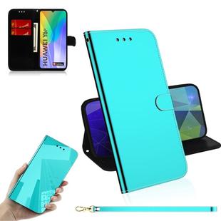For Huawei Y6p Lmitated Mirror Surface Horizontal Flip Leather Case with Holder & Card Slots & Wallet & Lanyard(Mint Green)
