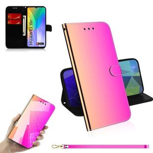 For Huawei Y6p Lmitated Mirror Surface Horizontal Flip Leather Case with Holder & Card Slots & Wallet & Lanyard(Gradient Color)