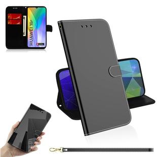 For Huawei Y6p Lmitated Mirror Surface Horizontal Flip Leather Case with Holder & Card Slots & Wallet & Lanyard(Black)
