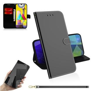 For Samsung Galaxy M31 Lmitated Mirror Surface Horizontal Flip Leather Case with Holder & Card Slots & Wallet & Lanyard(Black)