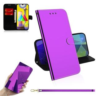 For Samsung Galaxy M31 Lmitated Mirror Surface Horizontal Flip Leather Case with Holder & Card Slots & Wallet & Lanyard(Purple)