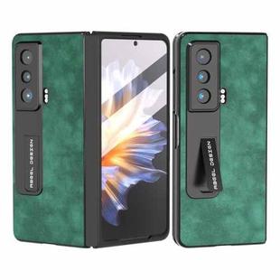 For Honor Magic Vs ABEEL Integrated Morocco Texture PU Phone Case with Holder(Green)