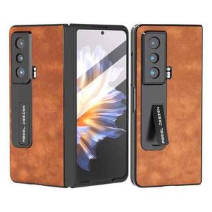 For Honor Magic Vs ABEEL Integrated Morocco Texture PU Phone Case with Holder(Brown)