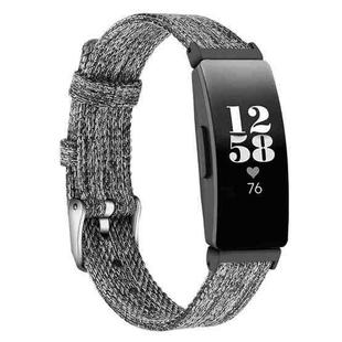 For Fitbit Inspire HR Nylon Canvas Strap Metal Connector Size: Small Size(Dark Gray)