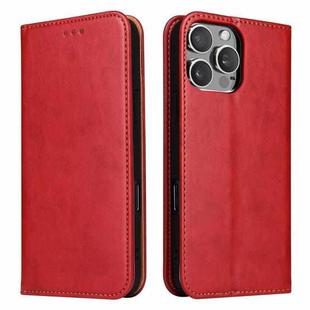 For iPhone 16 Pro Fierre Shann PU Genuine Leather Texture Phone Case(Red)