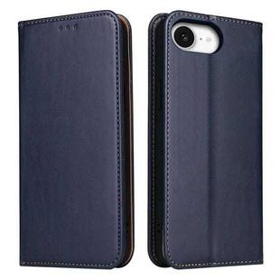 For iPhone 16e Fierre Shann PU Genuine Leather Texture Phone Case(Blue)