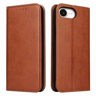 For iPhone 16e Fierre Shann PU Genuine Leather Texture Phone Case(Brown)