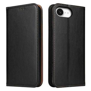 For iPhone 16e Fierre Shann PU Genuine Leather Texture Phone Case(Black)
