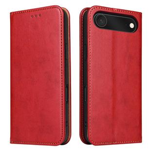 For iPhone 17 Air Fierre Shann PU Genuine Leather Texture Phone Case(Red)