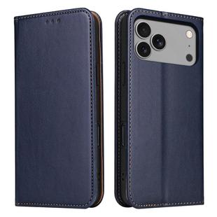 For iPhone 17 Pro Max Fierre Shann PU Genuine Leather Texture Phone Case(Blue)