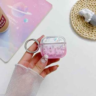 For AirPods Pro 2 Transparent Glitter Bluetooth Earphone Protective Case(Pink)