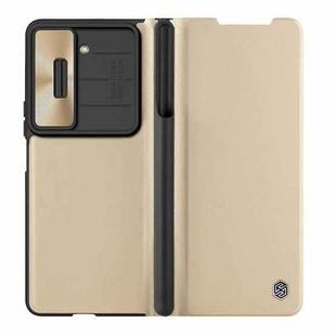 For Samsung Galaxy Z Fold5 NILLKIN QIN Series Pro Sliding Camera Cover Design Leather Phone Case(Gold)