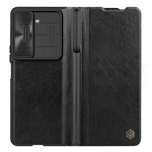 For Samsung Galaxy Z Fold5 NILLKIN QIN Series Pro Sliding Camera Cover Design Leather Phone Case(Black)