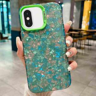 For iPhone X / XS IMD Shell Texture TPU + Acrylic Phone Case(Green)