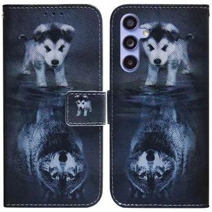 For Samsung Galaxy S23 FE 5G Coloured Drawing Flip Leather Phone Case(Wolf and Dog)