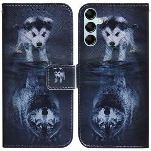 For Samsung Galaxy M34 5G/F34 5G Coloured Drawing Flip Leather Phone Case(Wolf and Dog)