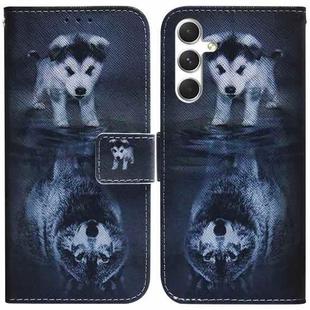 For Samsung Galaxy S24 5G Coloured Drawing Flip Leather Phone Case(Wolf and Dog)