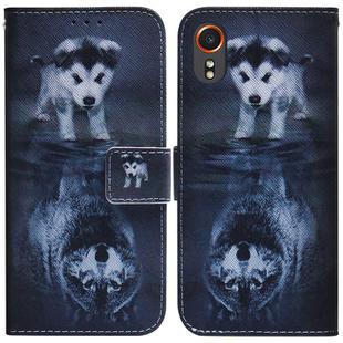 For Samsung Galaxy Xcover7 Coloured Drawing Flip Leather Phone Case(Wolf and Dog)