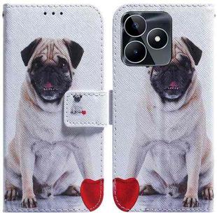 For Realme C53 / Narzo N53 Coloured Drawing Flip Leather Phone Case(Pug)