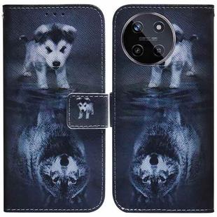 For Realme 11 4G Global Coloured Drawing Flip Leather Phone Case(Wolf and Dog)