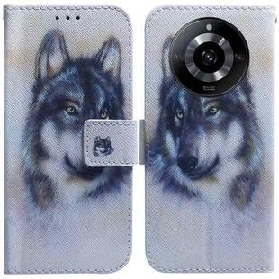 For Realme 11 5G/Narzo 60 India Version Coloured Drawing Flip Leather Phone Case(White Wolf)