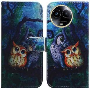 For Realme 11 5G Global Coloured Drawing Flip Leather Phone Case(Oil Painting Owl)