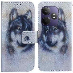 For Realme GT 6 / GT 6T / GT Neo6 Coloured Drawing Flip Leather Phone Case(White Wolf)