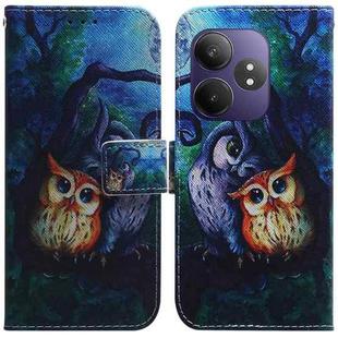 For Realme GT 6 / GT 6T / GT Neo6 Coloured Drawing Flip Leather Phone Case(Oil Painting Owl)