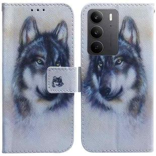 For Realme C75 Coloured Drawing Flip Leather Phone Case(White Wolf)