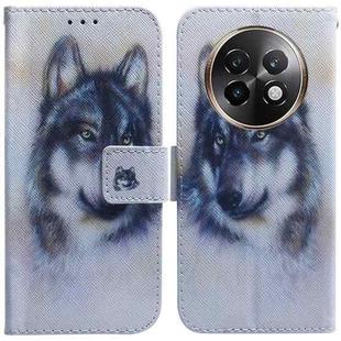 For Realme 13+ Global Coloured Drawing Flip Leather Phone Case(White Wolf)