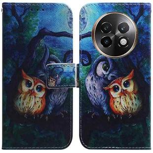 For Realme 13+ Global Coloured Drawing Flip Leather Phone Case(Oil Painting Owl)