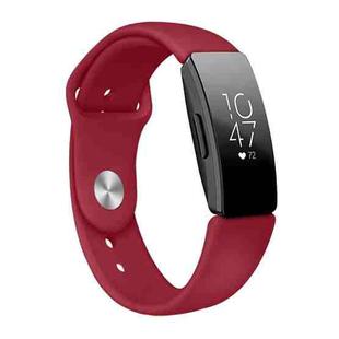 For Fitbit Inspire HR Solid Color Silicone Watch Band A Type Size: Small Size(Red Wine)