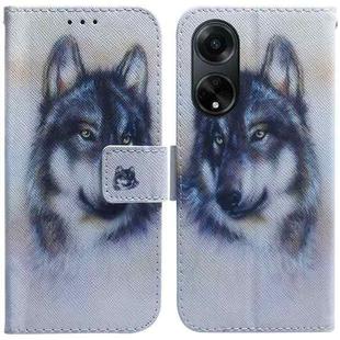 For OPPO A98 5G / F23 5G India Coloured Drawing Flip Leather Phone Case(White Wolf)