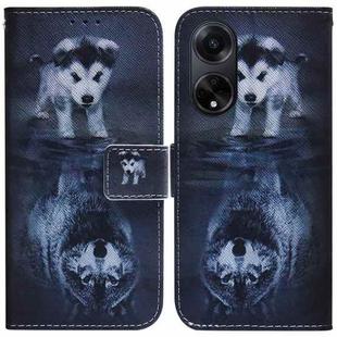 For OPPO A98 5G / F23 5G India Coloured Drawing Flip Leather Phone Case(Wolf and Dog)