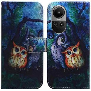 For OPPO Reno10 5G Global/Reno10 Pro Global Coloured Drawing Flip Leather Phone Case(Oil Painting Owl)