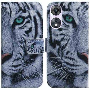 For OPPO A58 4G Coloured Drawing Flip Leather Phone Case(Tiger)