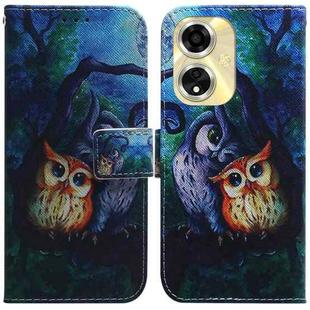 For OPPO A59 5G / A2M Coloured Drawing Flip Leather Phone Case(Oil Painting Owl)