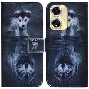 For OPPO A59 5G / A2M Coloured Drawing Flip Leather Phone Case(Wolf and Dog)