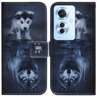 For OPPO F25 Pro 5G Global Coloured Drawing Flip Leather Phone Case(Wolf and Dog)