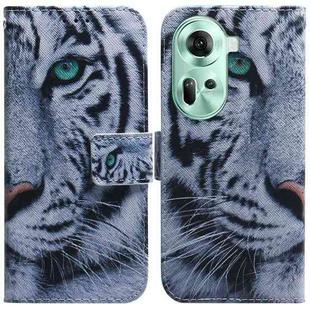 For OPPO Reno11 Global Coloured Drawing Flip Leather Phone Case(Tiger)