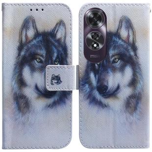 For OPPO A60 4G Coloured Drawing Flip Leather Phone Case(White Wolf)