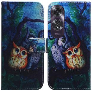 For OPPO A60 4G Coloured Drawing Flip Leather Phone Case(Oil Painting Owl)
